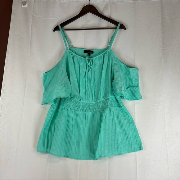 LANE BRYANT Women’s Size 22 Top Shirt Blouse Cold Shoulder Tank NWT Aqua Boho - Picture 2 of 15
